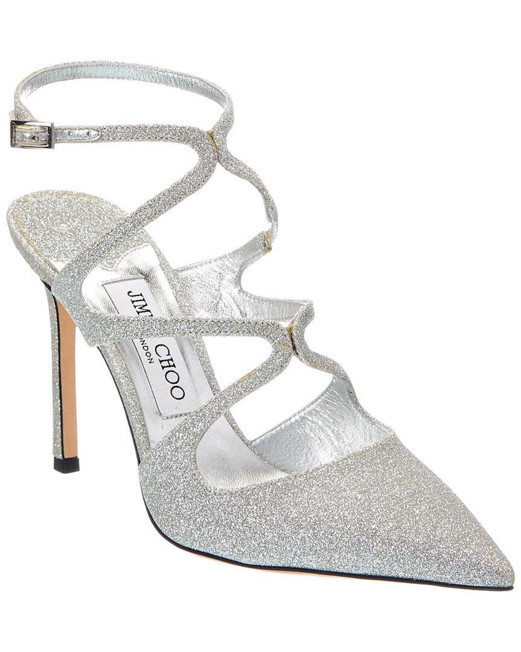 Jimmy Choo White Azia 95 Glitter Pump