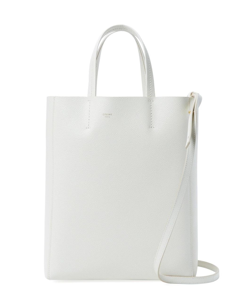 Celine Cabas Small Leather Tote in White | Lyst