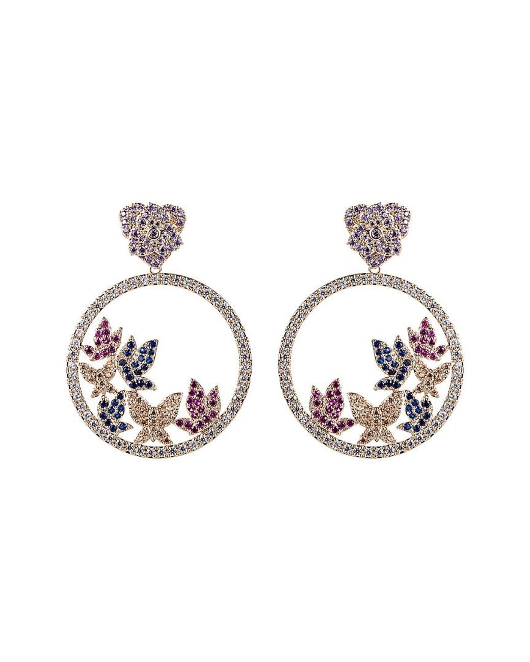 Eye Candy LA Metallic 18k Gold Plated Cz Crystal Butterfly Earrings