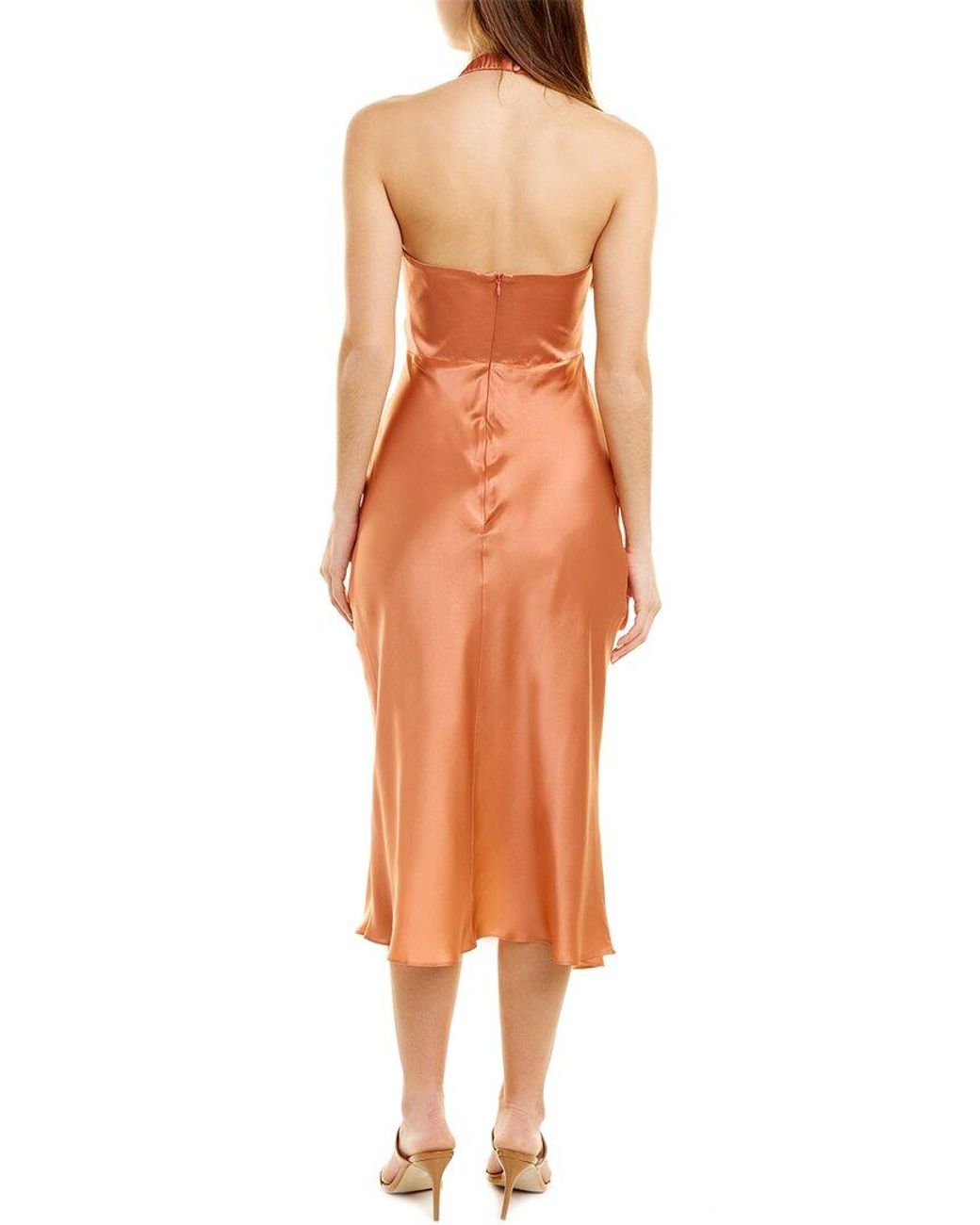 Nicholas Orange Allia Silk Midi Dress