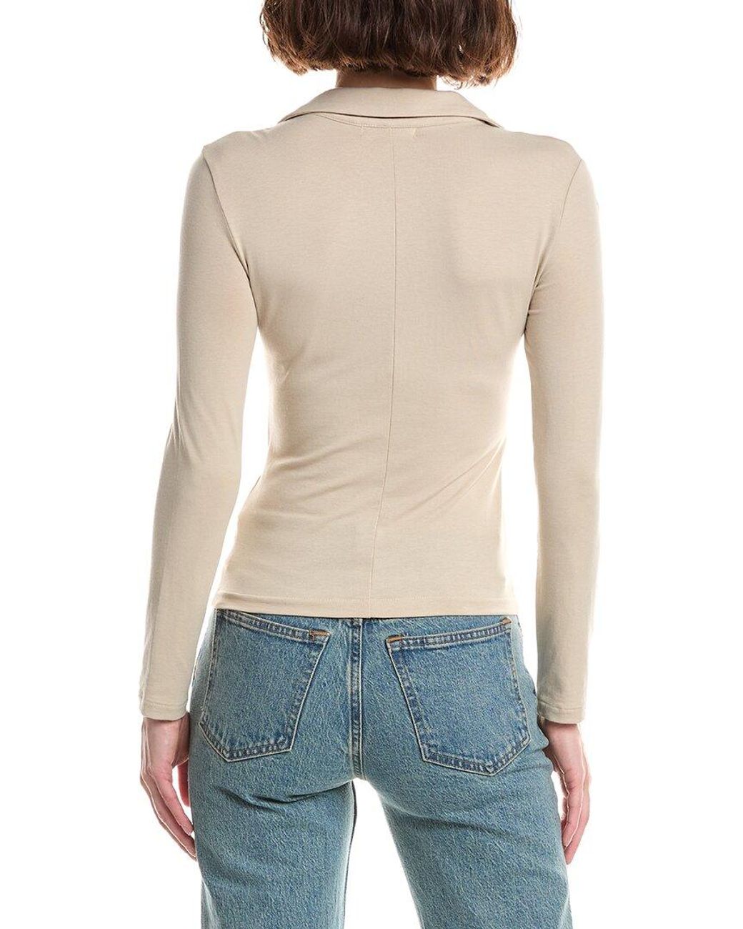 Rag & Bone White Lucy Ruched Polo Shirt