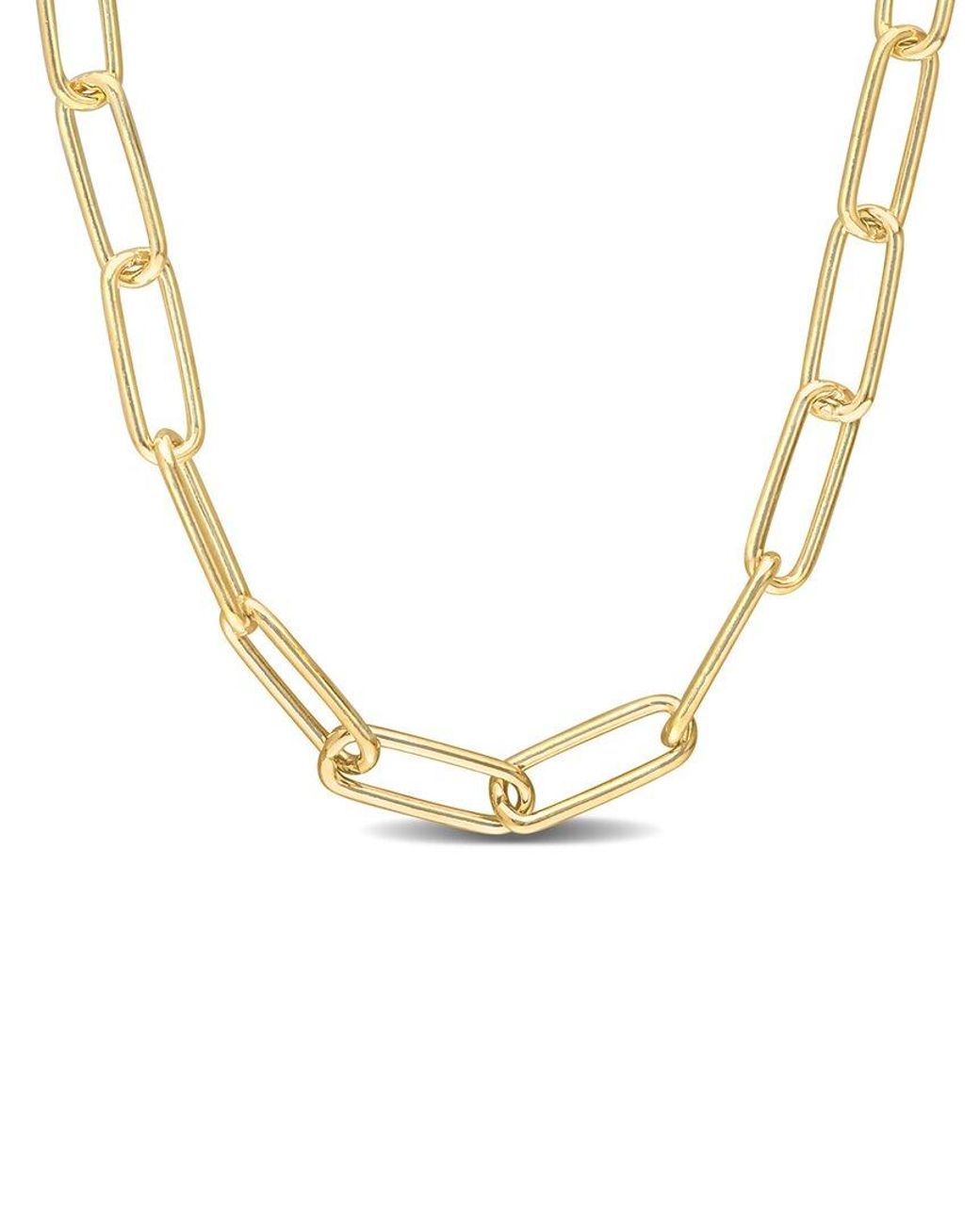Italian Silver Metallic 18k Over Paperclip Chain Necklace