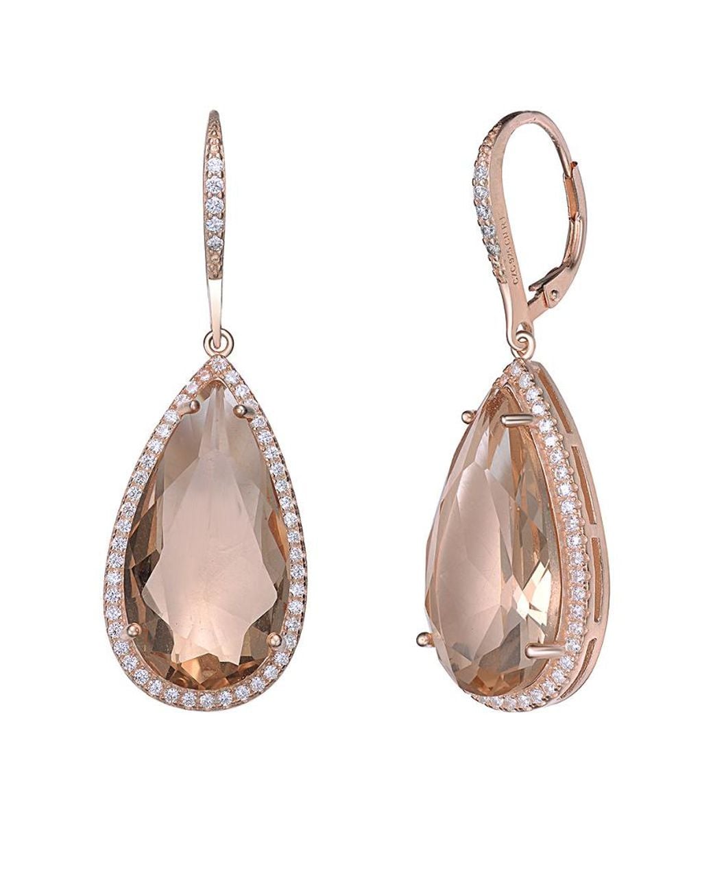 Rachel Glauber Pink 18k Rose Gold Vermeil Cz Drop Earrings