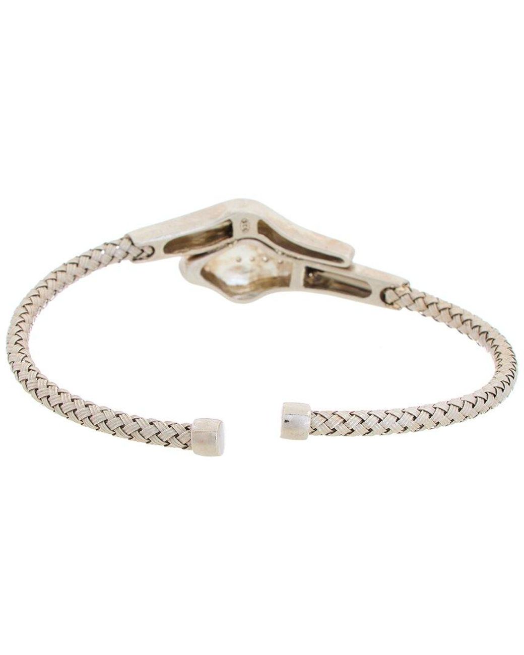 Meshmerise White 18k Rose Gold Vermeil 0.12 Ct. Tw. Diamond Mesh Bangle