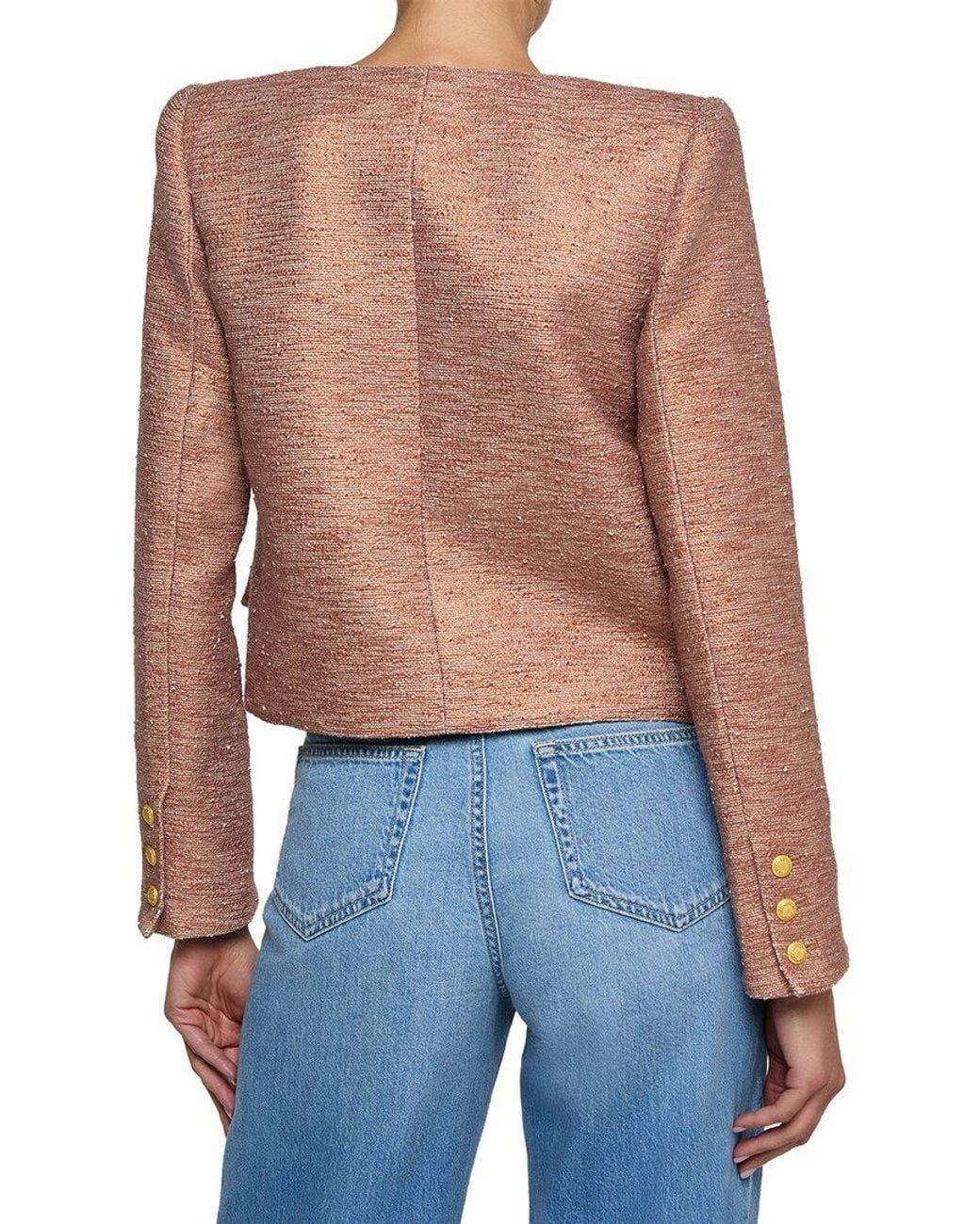 L'Agence Blue Zell Collarless Jacket
