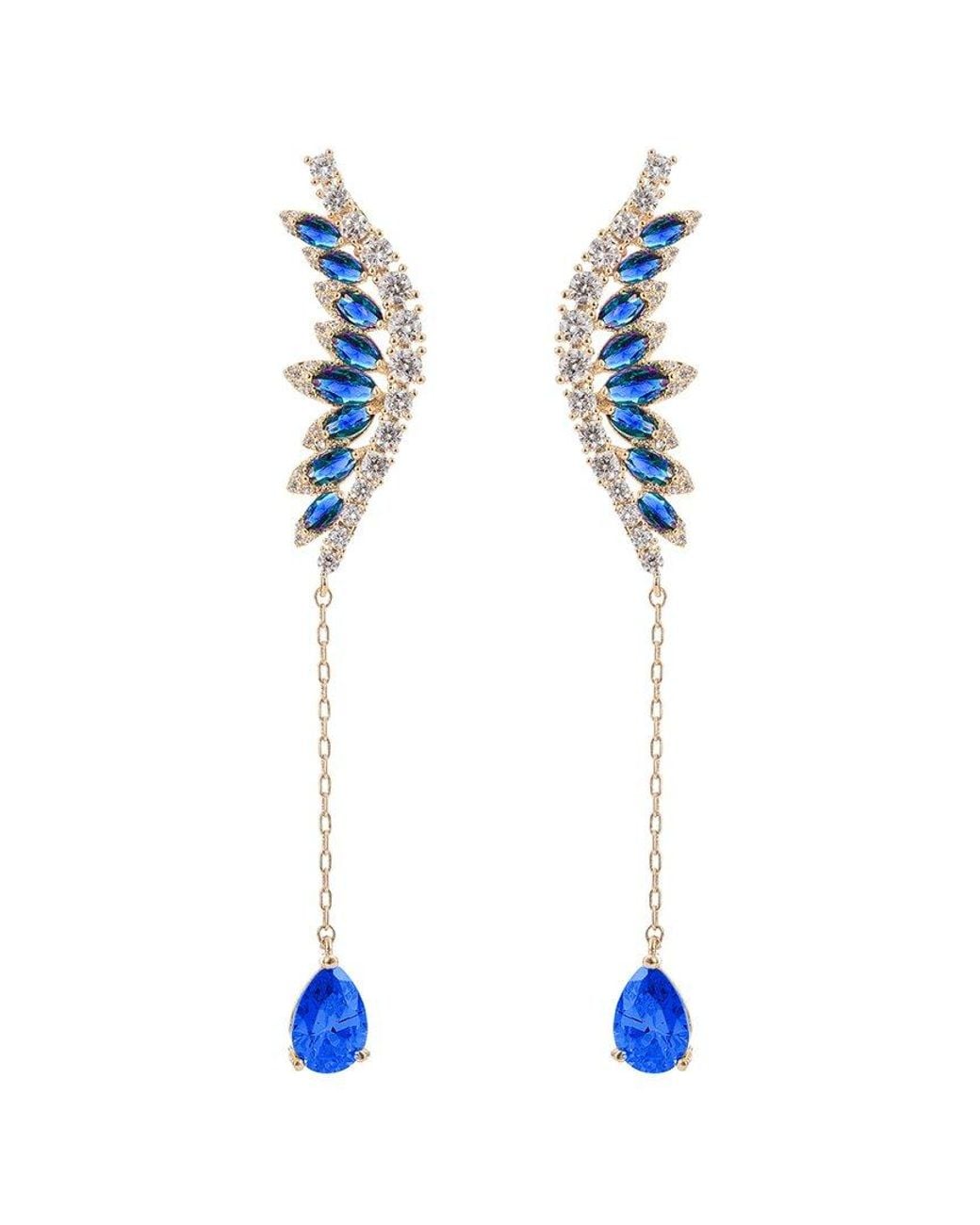Eye Candy LA Blue Luxe Collection Cz Angel Wing Earrings