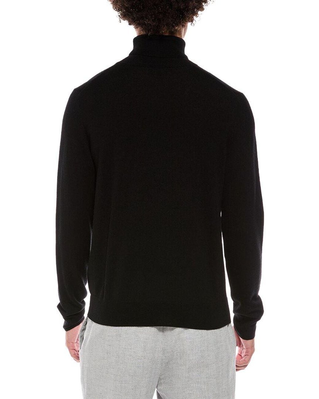 Bruno Magli Black Merino Wool-Blend Turtleneck Sweater for men