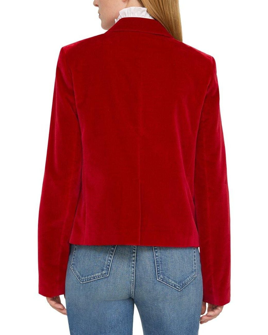 Lafayette 148 New York Red Cropped Boyfriend Blazer