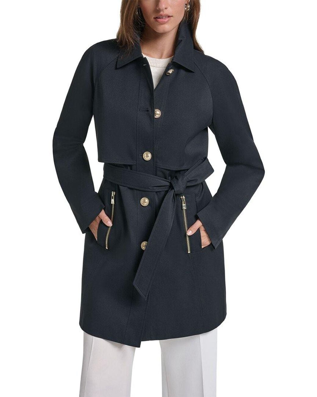 Karl Lagerfeld Blue Trench Coat