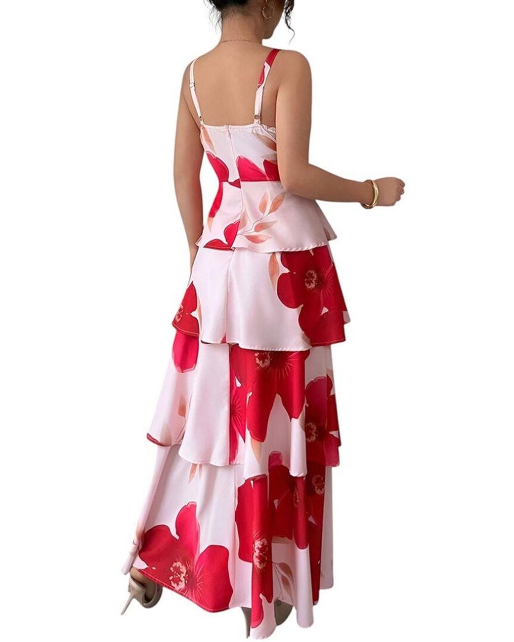 Vincent Red Silvia Rufino Maxi Dress