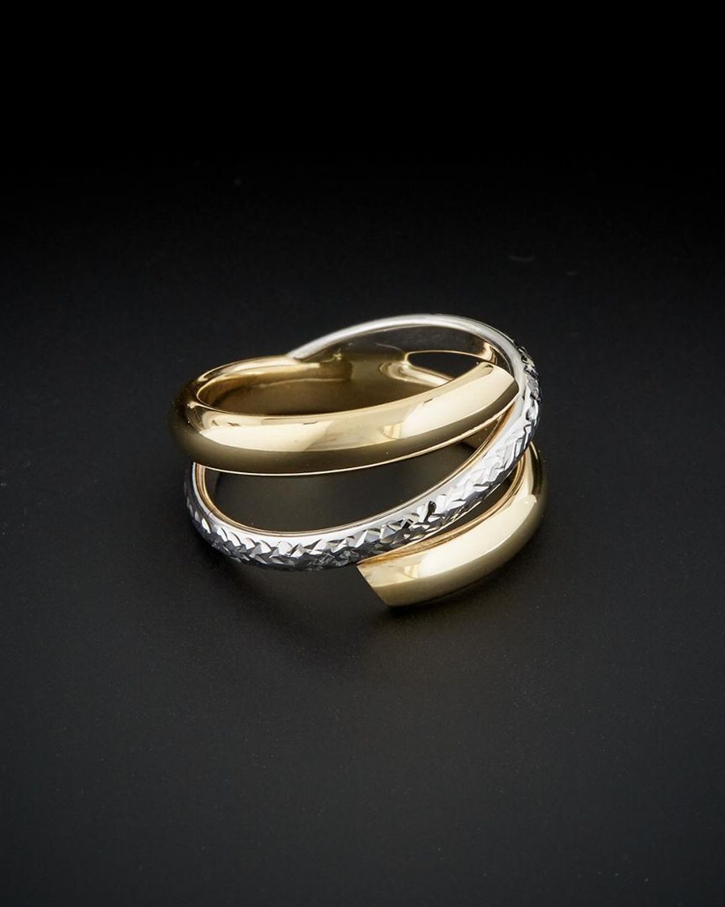 Italian Gold Black 14k Two-tone Cut Bypass Ring