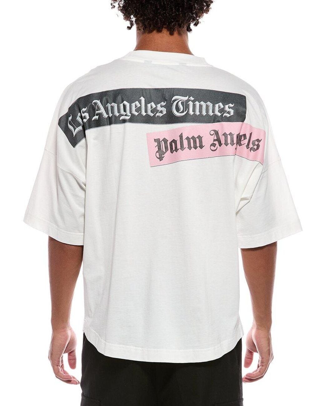 Palm Angels White Paxlatimes News Over T-Shirt for men