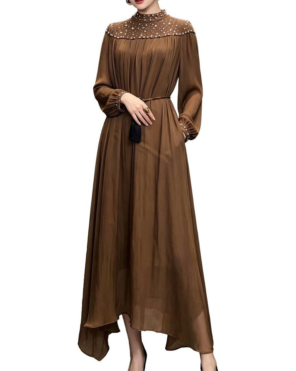 BRC By BURRYCO Brown Solid Midi Dress