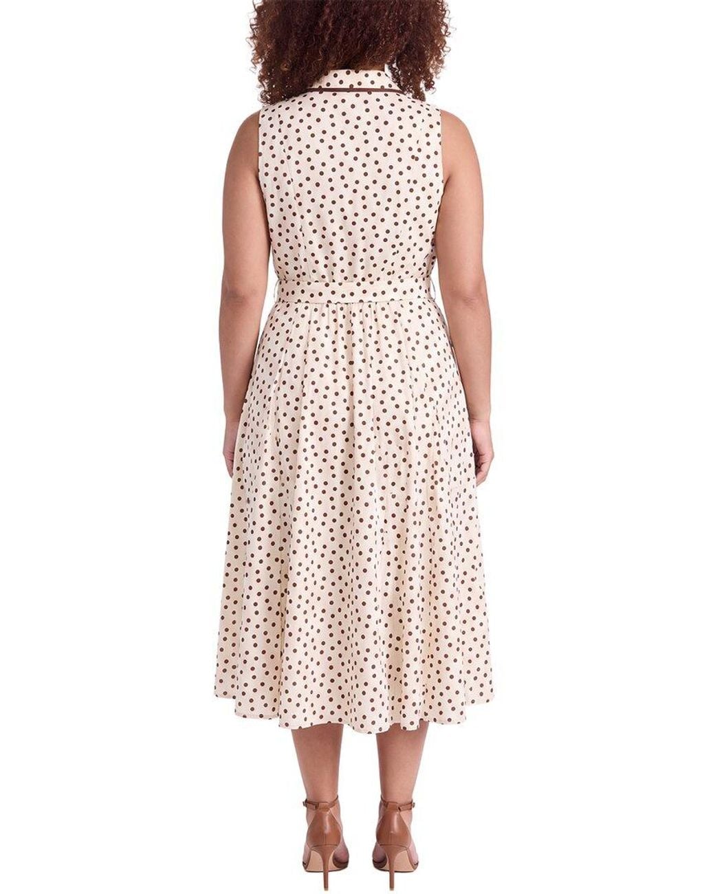 Anne Klein White Plus Midi Godet Shirtdress