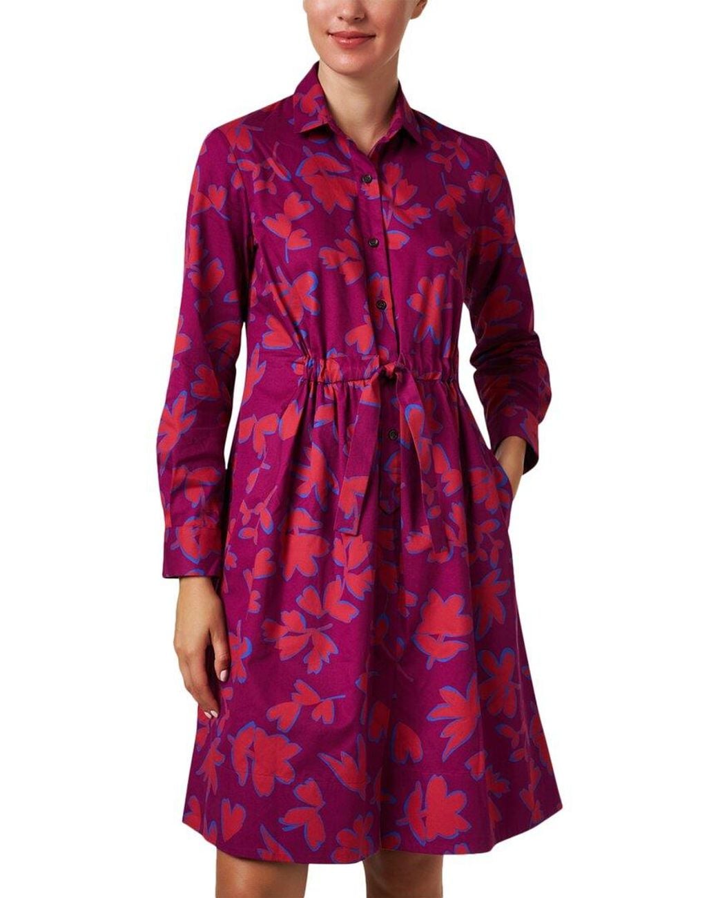 ROSSO35 Purple Floral Shirtdress