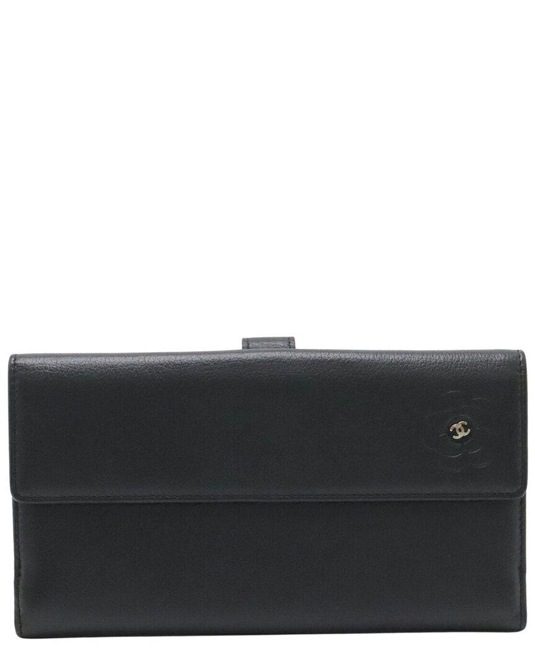 Chanel Black Calfskin Camellia Wallet (Authentic Pre-Loved)