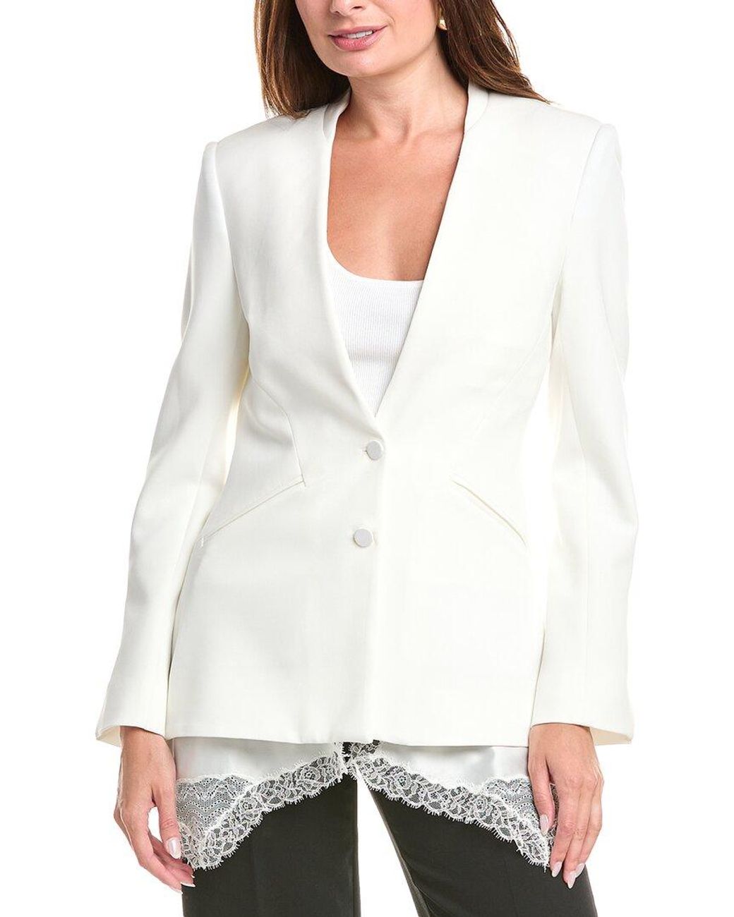 Jonathan Simkhai White Allie Crepe Combo Basque Jacket