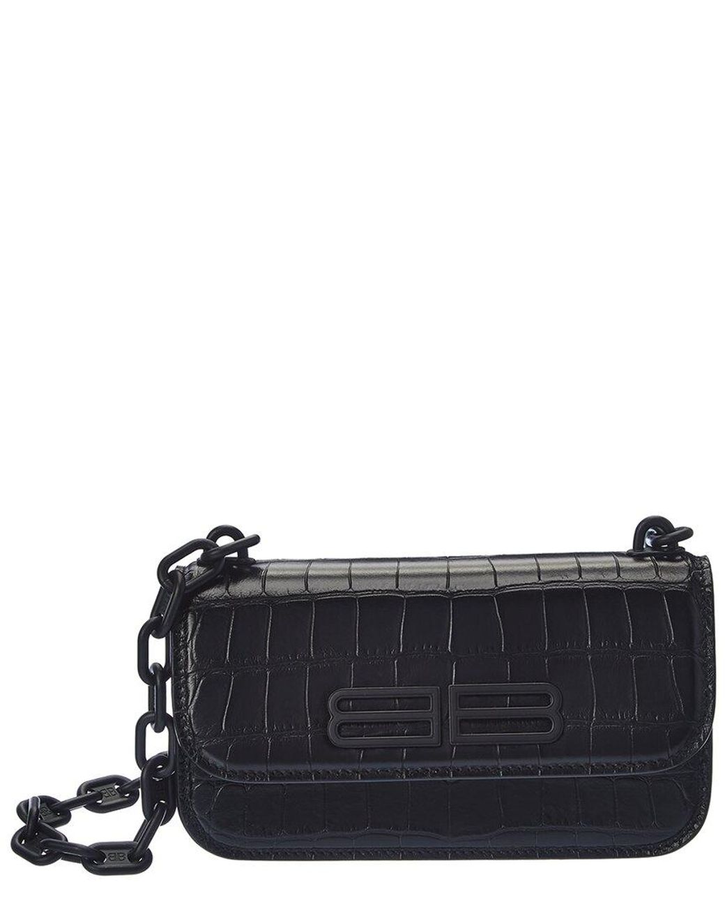 Balenciaga Gossip Xs Crocembossed Leather Shoulder Bag in Black Lyst