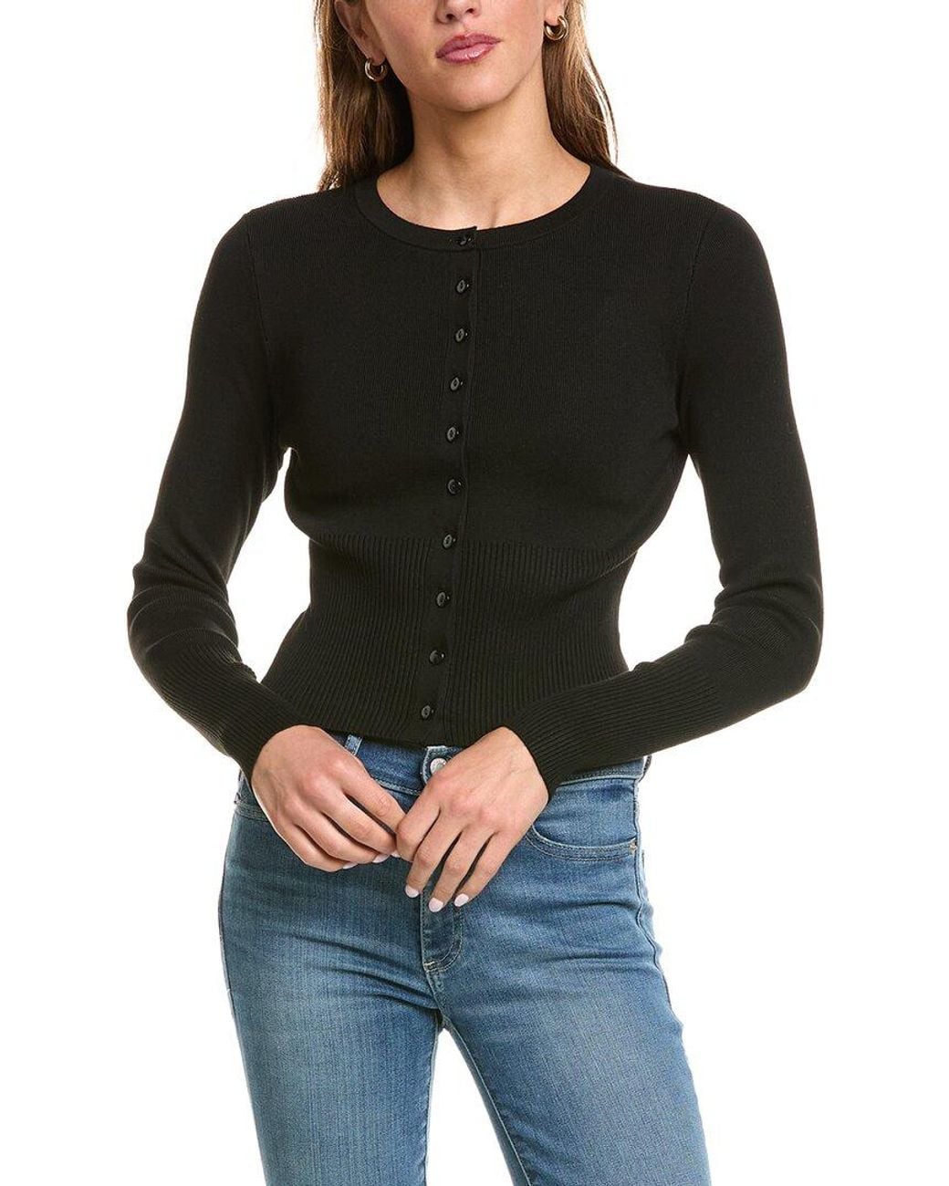 525 America Black High Rib Cardigan