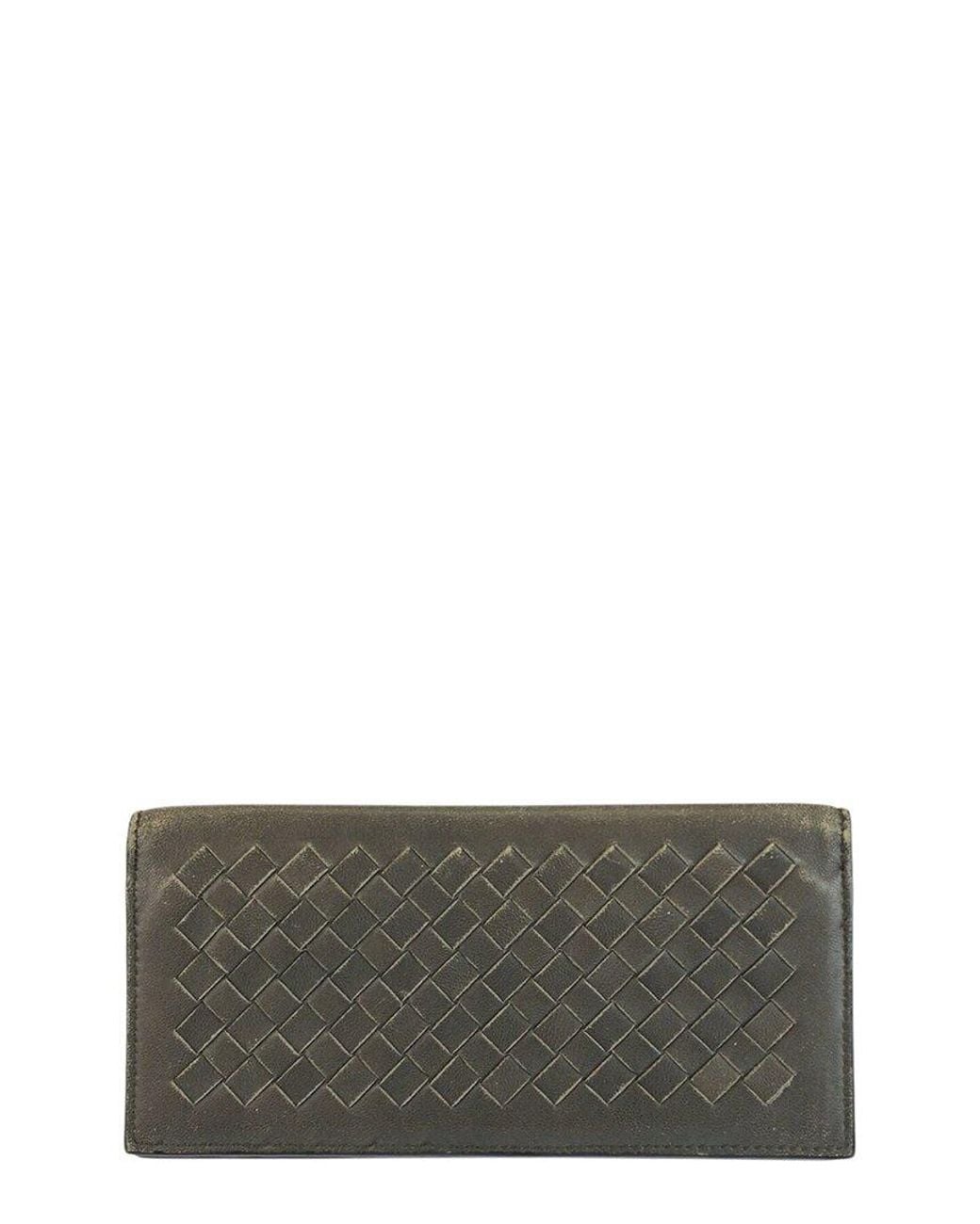 Bottega Veneta Gray Grey Intrecciato Leather Long Wallet (authentic Pre-loved)