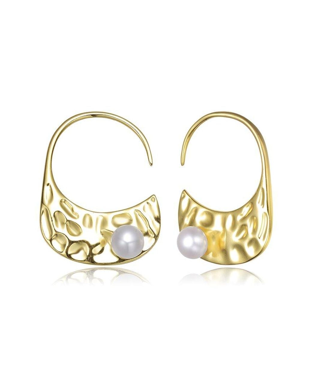 Genevive Jewelry Metallic 14k Over Silver 5.5-5.5mm Pearl Earrings