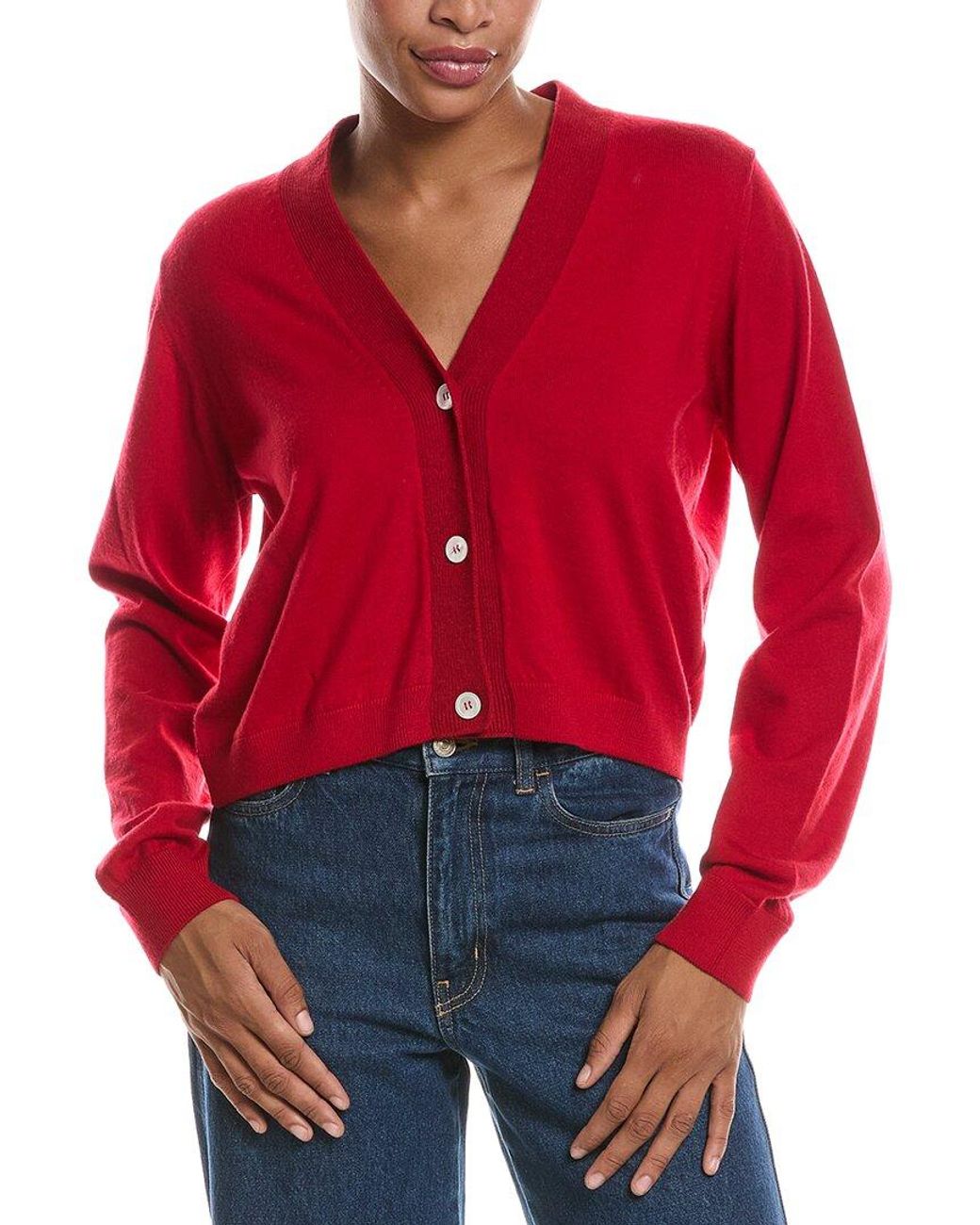 Officine Generale Red Serena Wool Cardigan