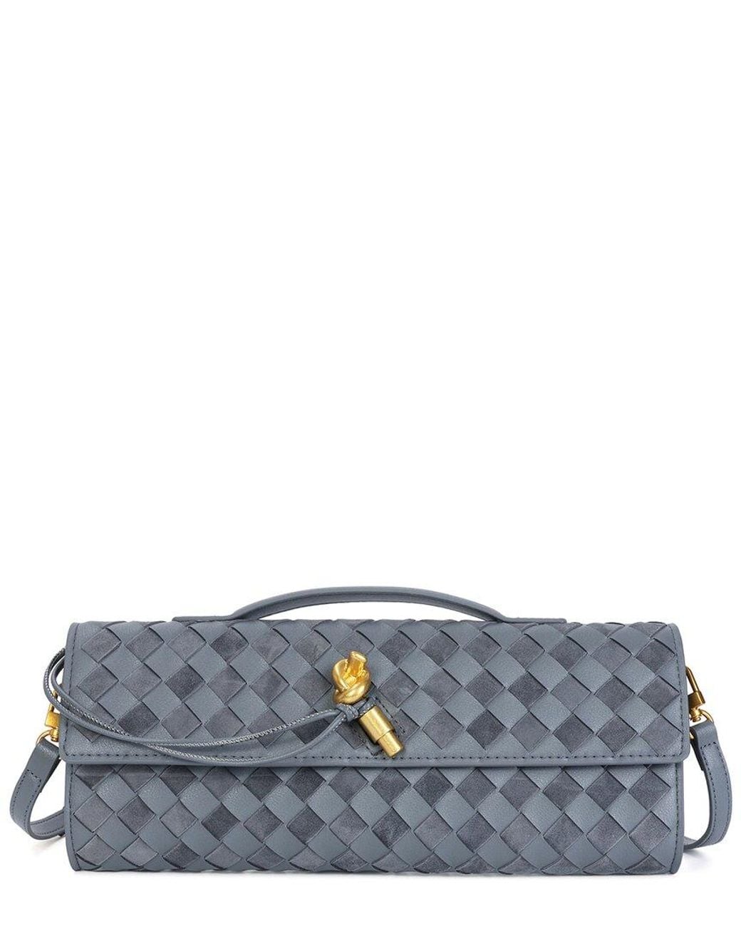 Tiffany & Fred Paris Gray Hand-Woven Leather Clutch Bag