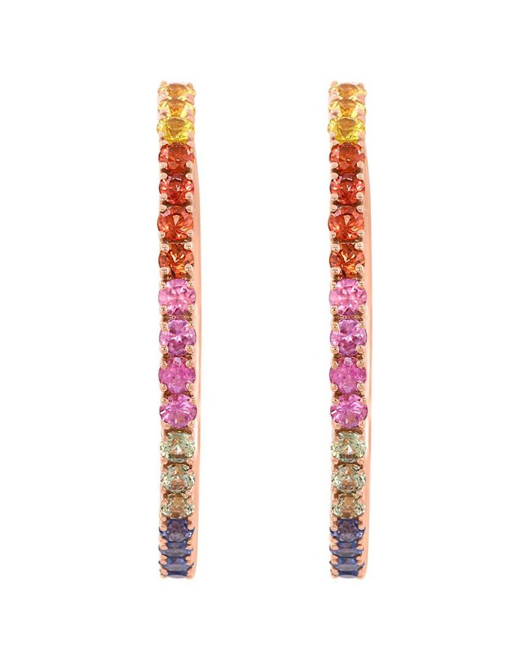 Effy Fine Jewelry White 14K Rose 1.04 Ct. Tw. Multi Sapphire Earrings