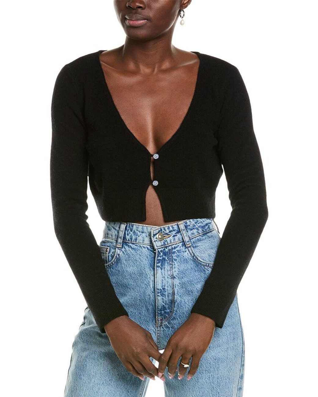 27milesmalibu Cropped Straight Fit Cashmere Cardigan in Black Lyst UK