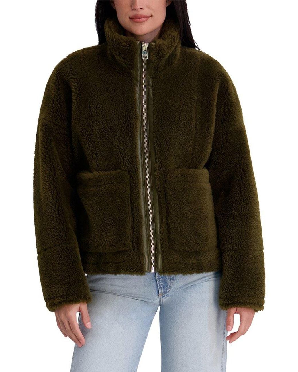 Kensie Black Plush Faux Fur Jacket, M