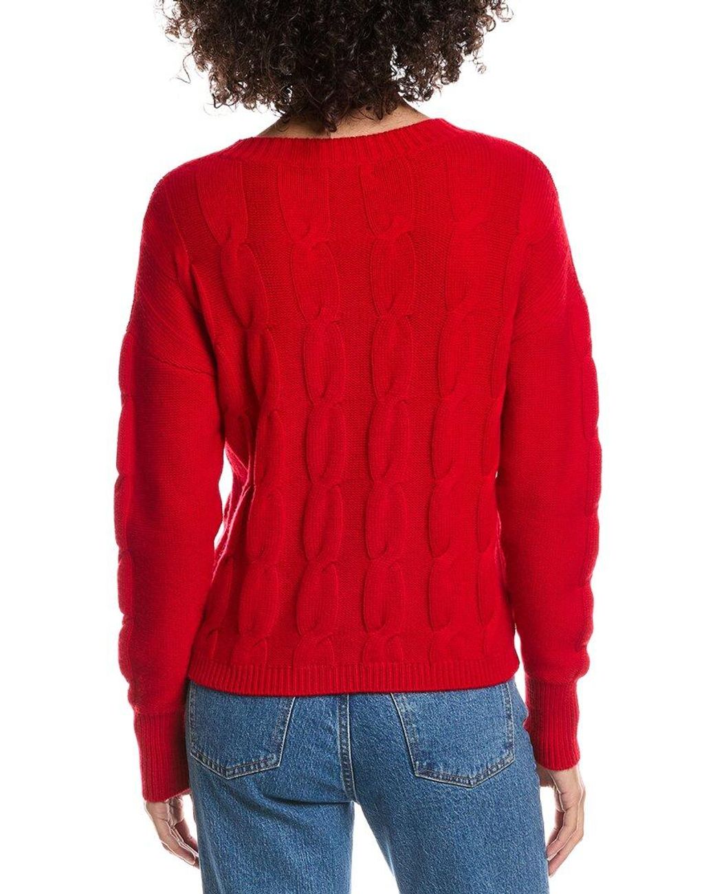 Forte Red Crop Cable Wool & Cashmere-Blend Sweater