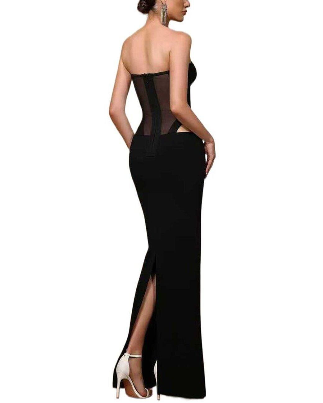 Dilireba Black Sleeveless Solid Maxi Dress
