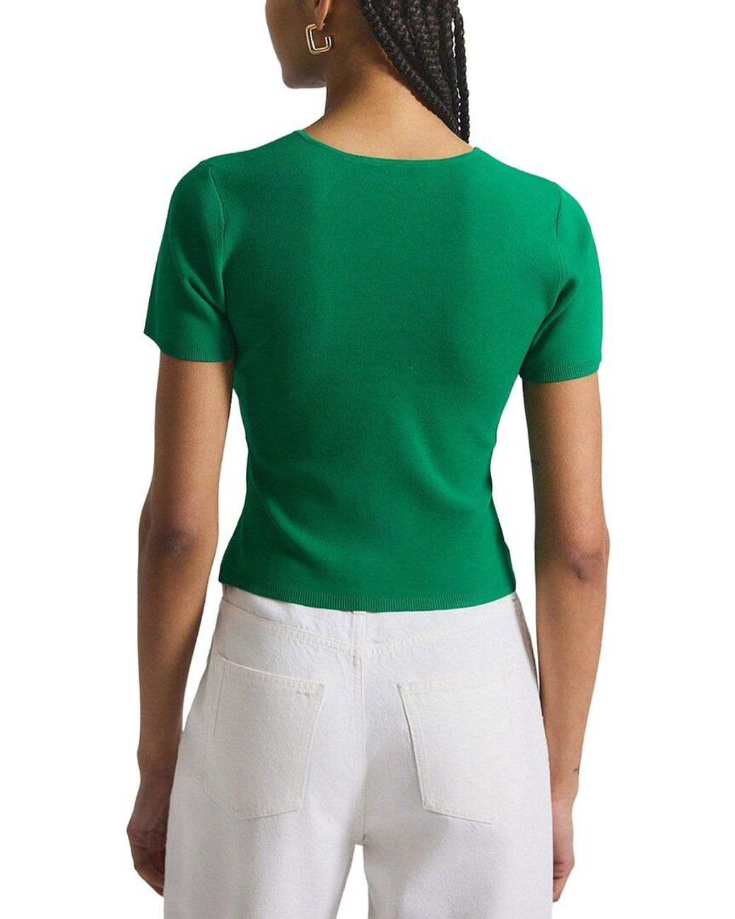 10 Crosby Derek Lam Green Belle Compact Knit Twist Front Sweater