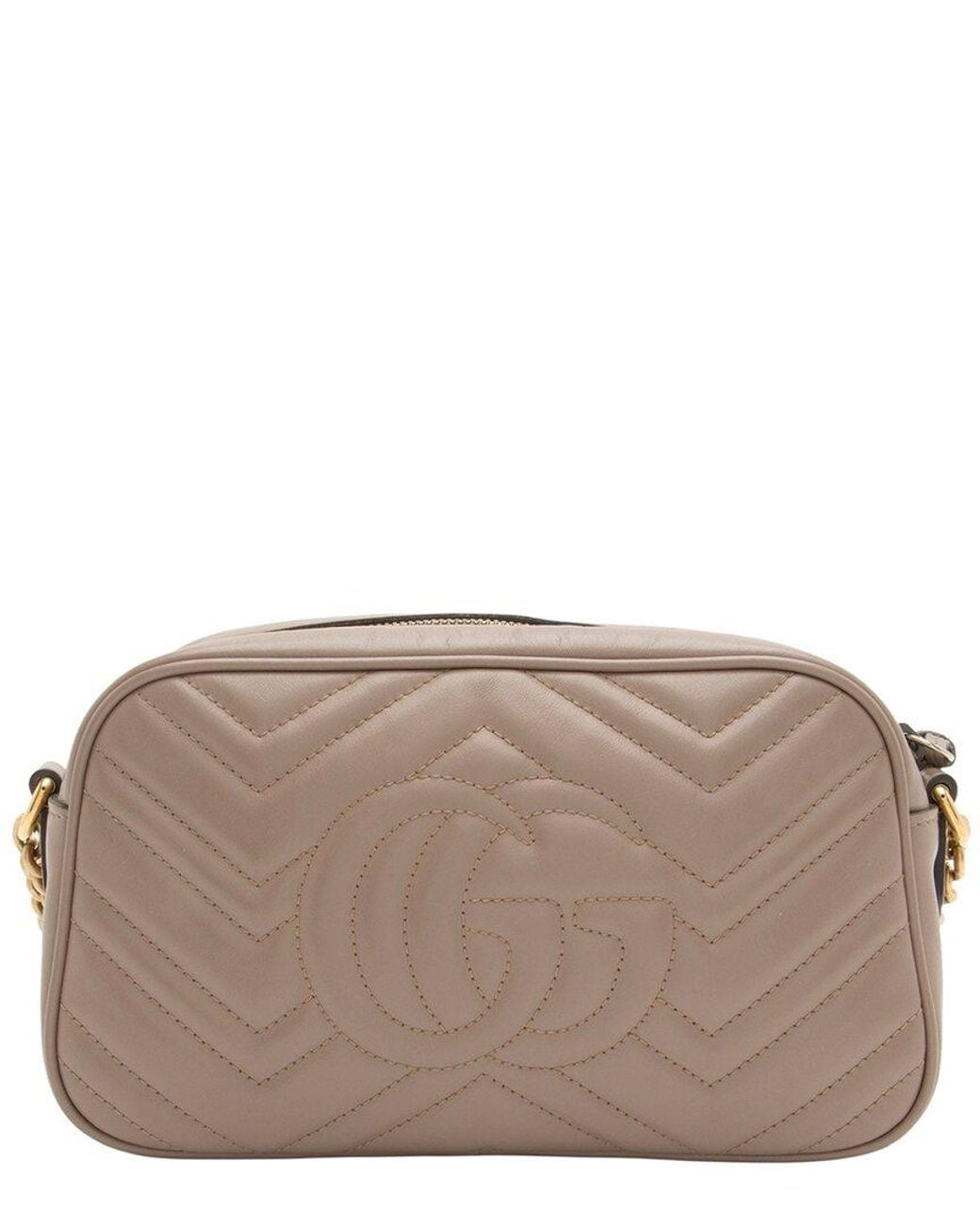 Gucci Brown Matelasse Leather Gg Marmont Small Camera Bag (Authentic Pre- Loved)