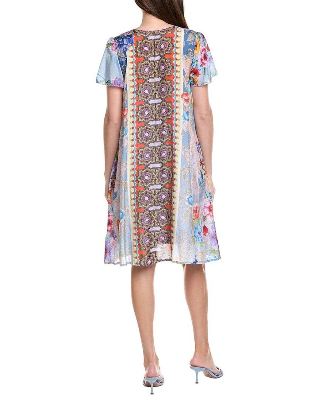 Johnny Was Gray Olenah Silk Dress