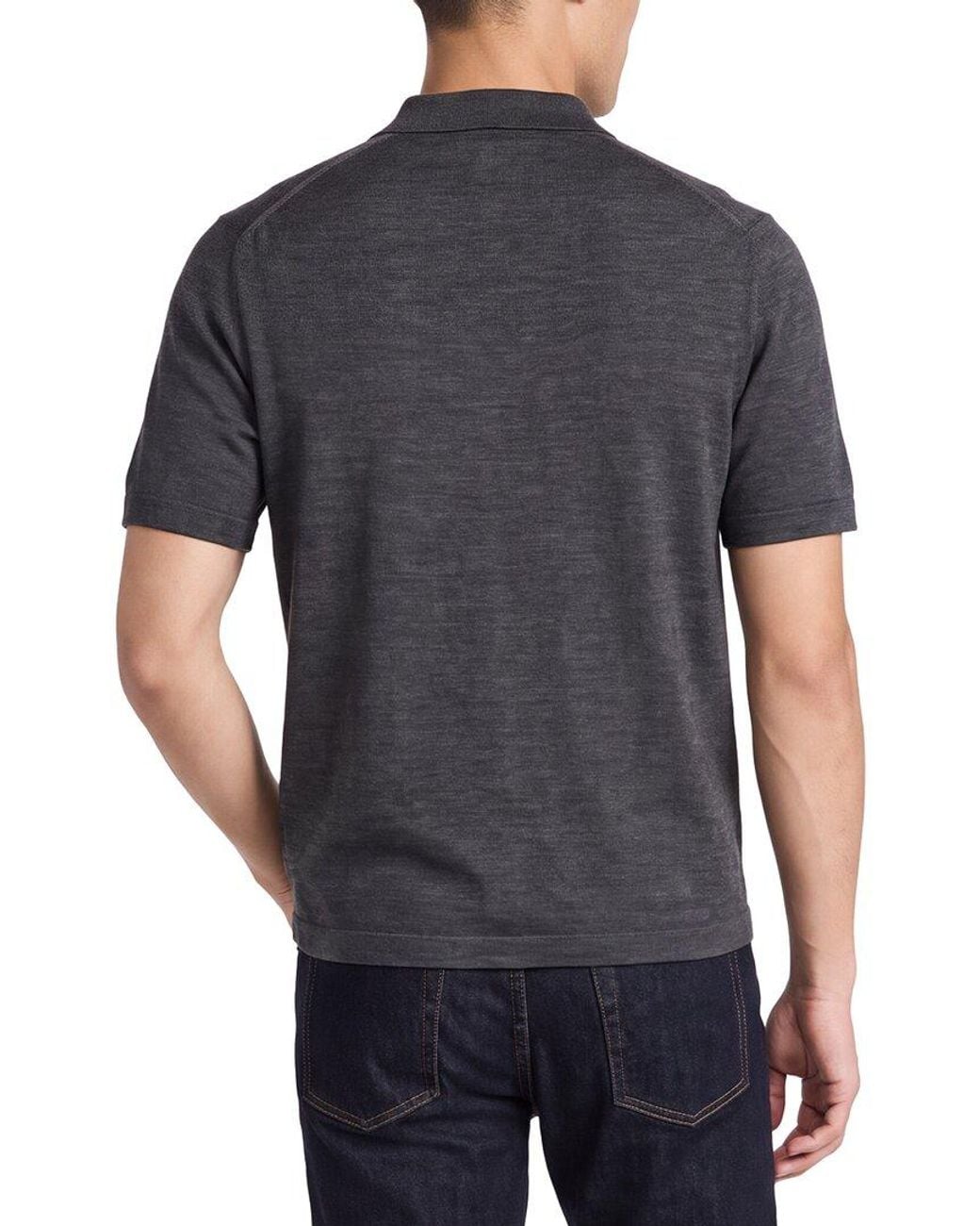 Theory Blue Relaxed Wool Polo Sweater for men