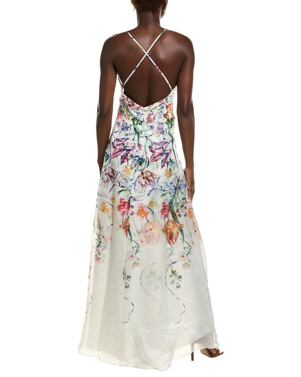 Marchesa White Ribbons Gown