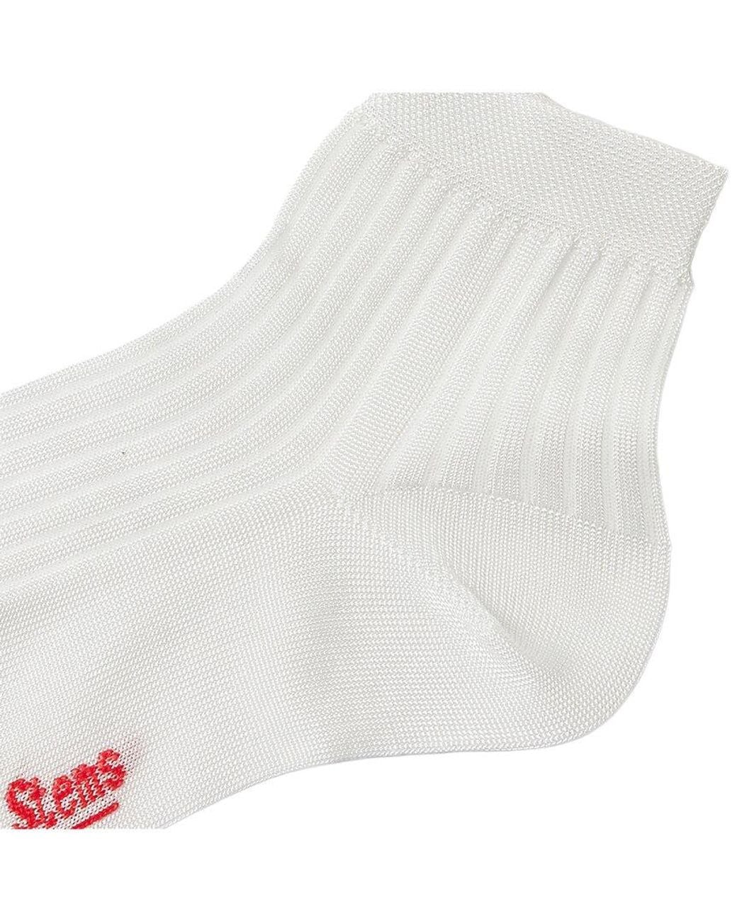 Stems White Silky Rib Quarter Socks