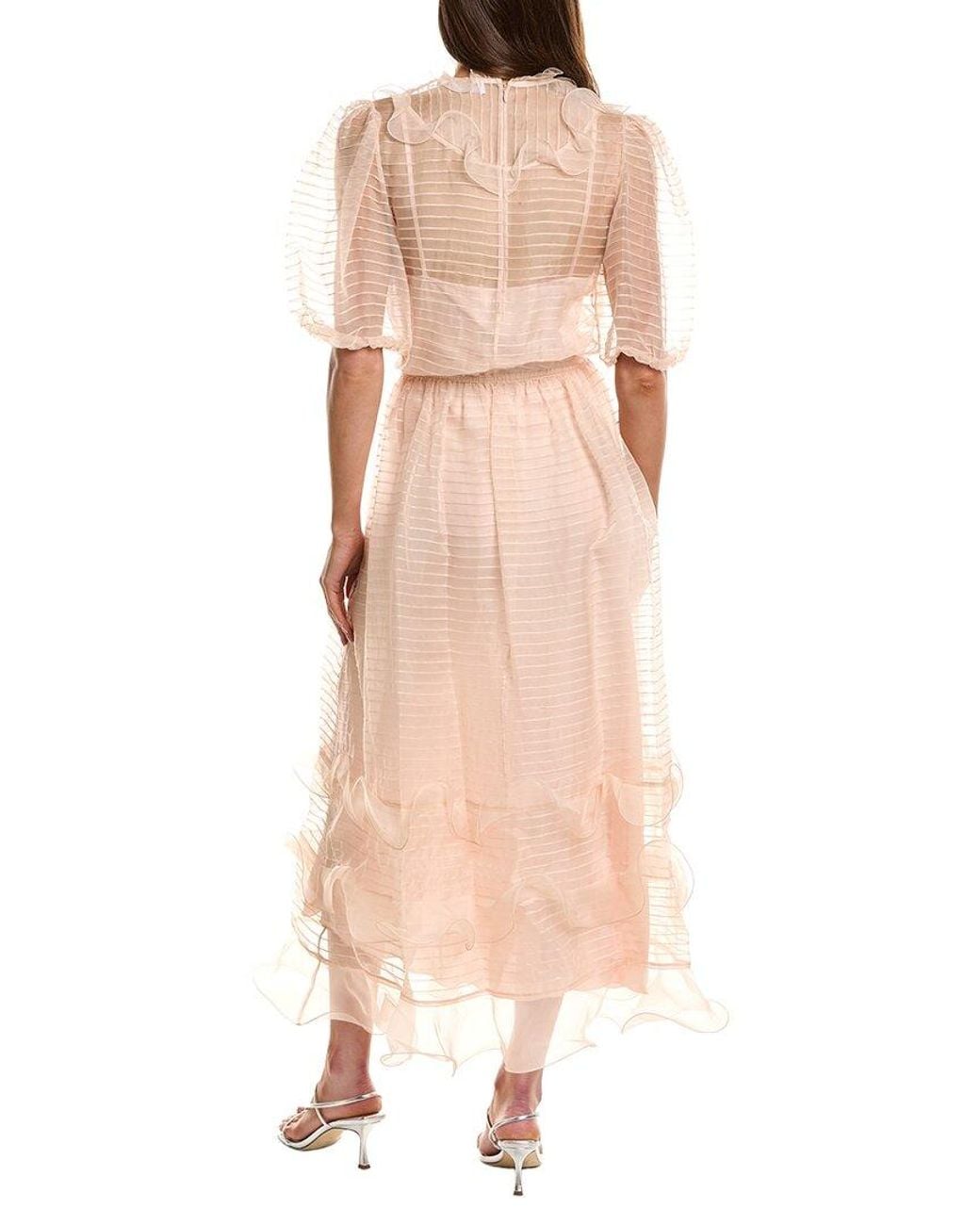 RED Valentino Natural Ruffle Silk Maxi Dress