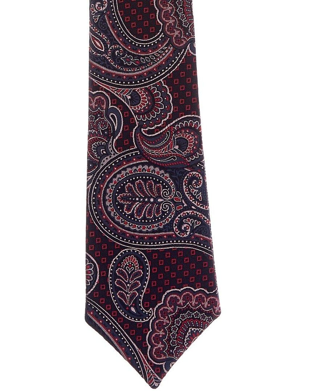 Canali Purple Paisley/Medallions Reversible Silk Tie for men