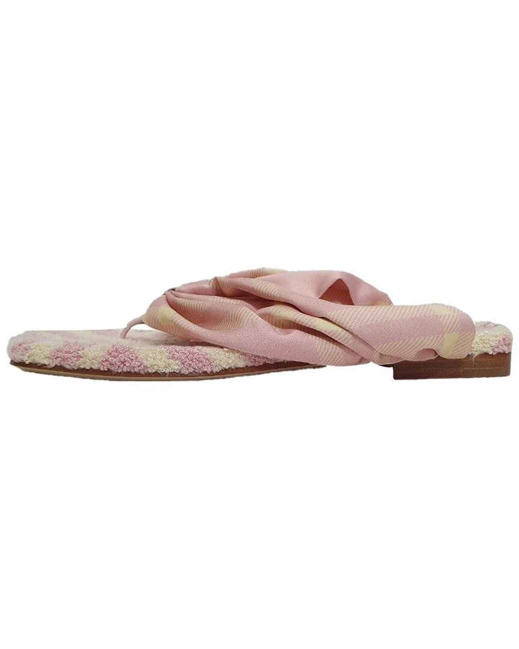Burberry Pink Cotton Check Printed Open-Toe Sandal (Authentic Pre- Loved)