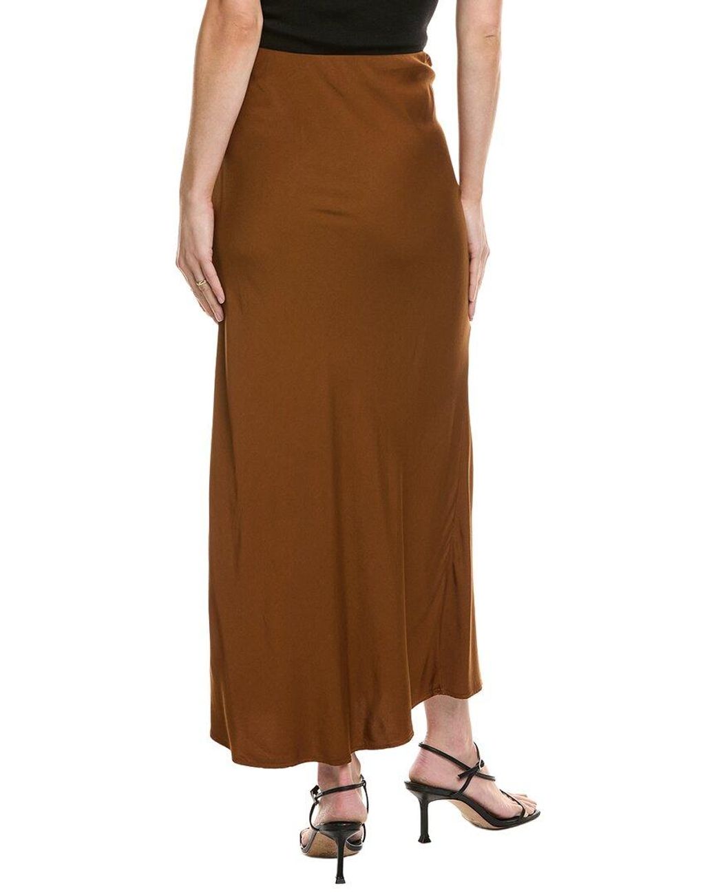 Bella Dahl Brown Side Slit Bias Maxi Skirt