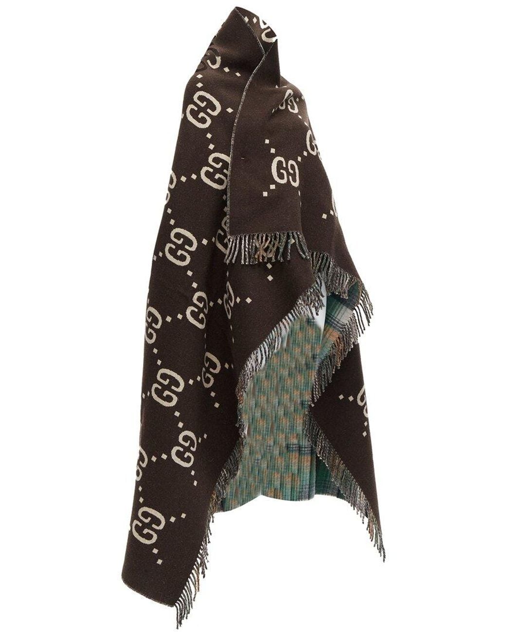 Gucci Black Wool Monogram Blanket Scarf (Authentic Pre-Loved)