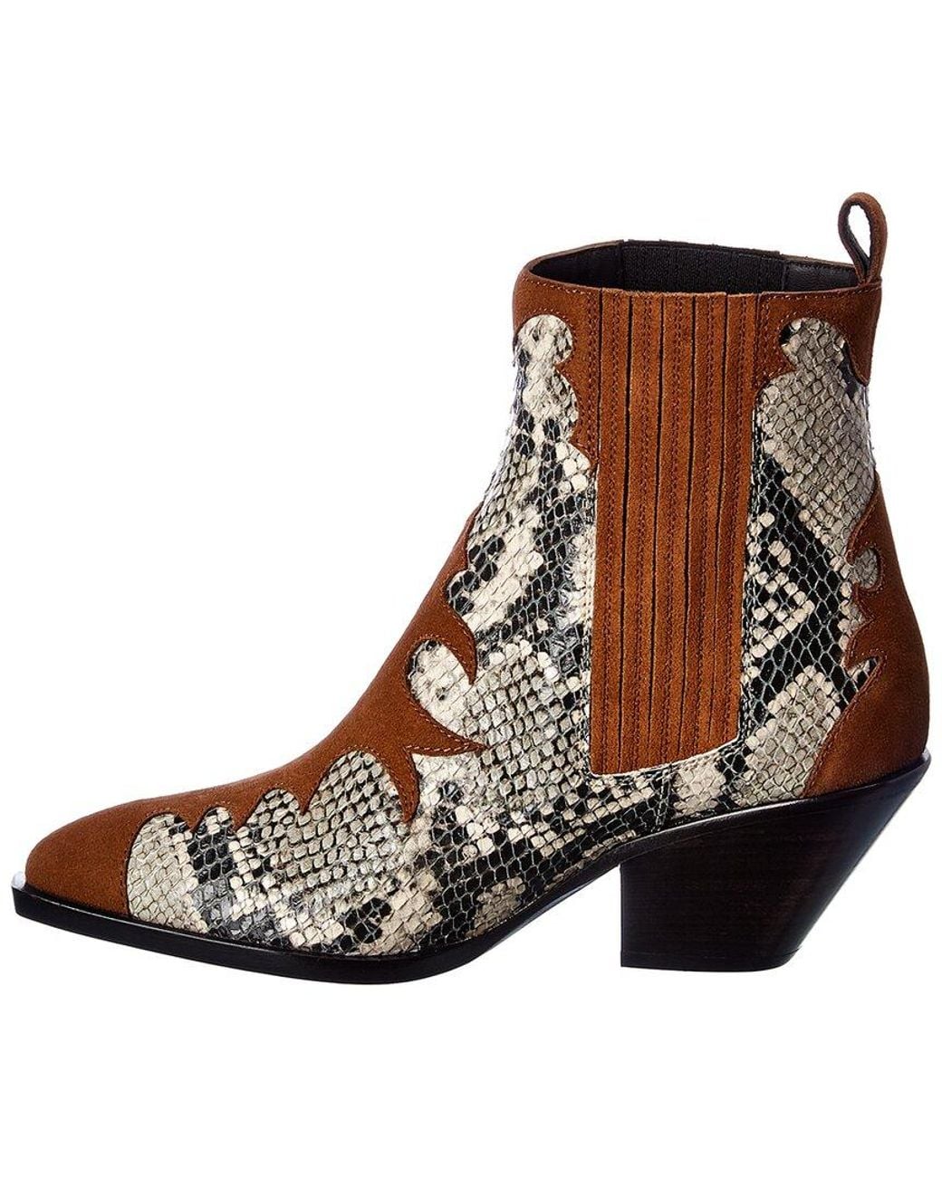 Giuseppe Zanotti Brown Suede & Snakeskin Bootie
