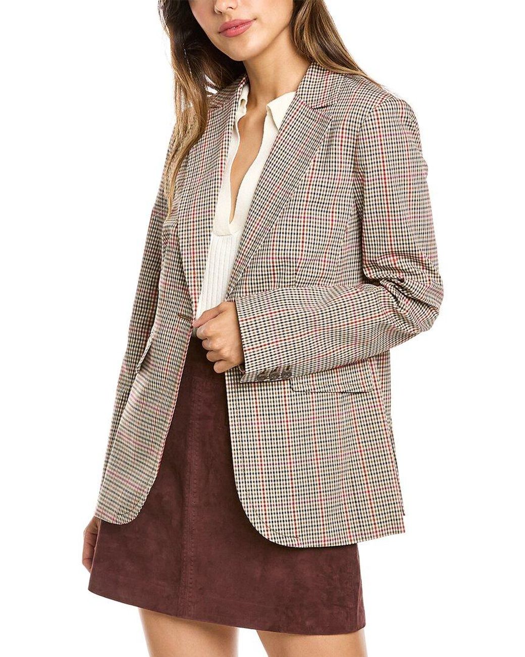 Womens Clothing Jackets Blazers Save 1% Trina Turk Cotton Little Palm Blazer sport coats and suit jackets 