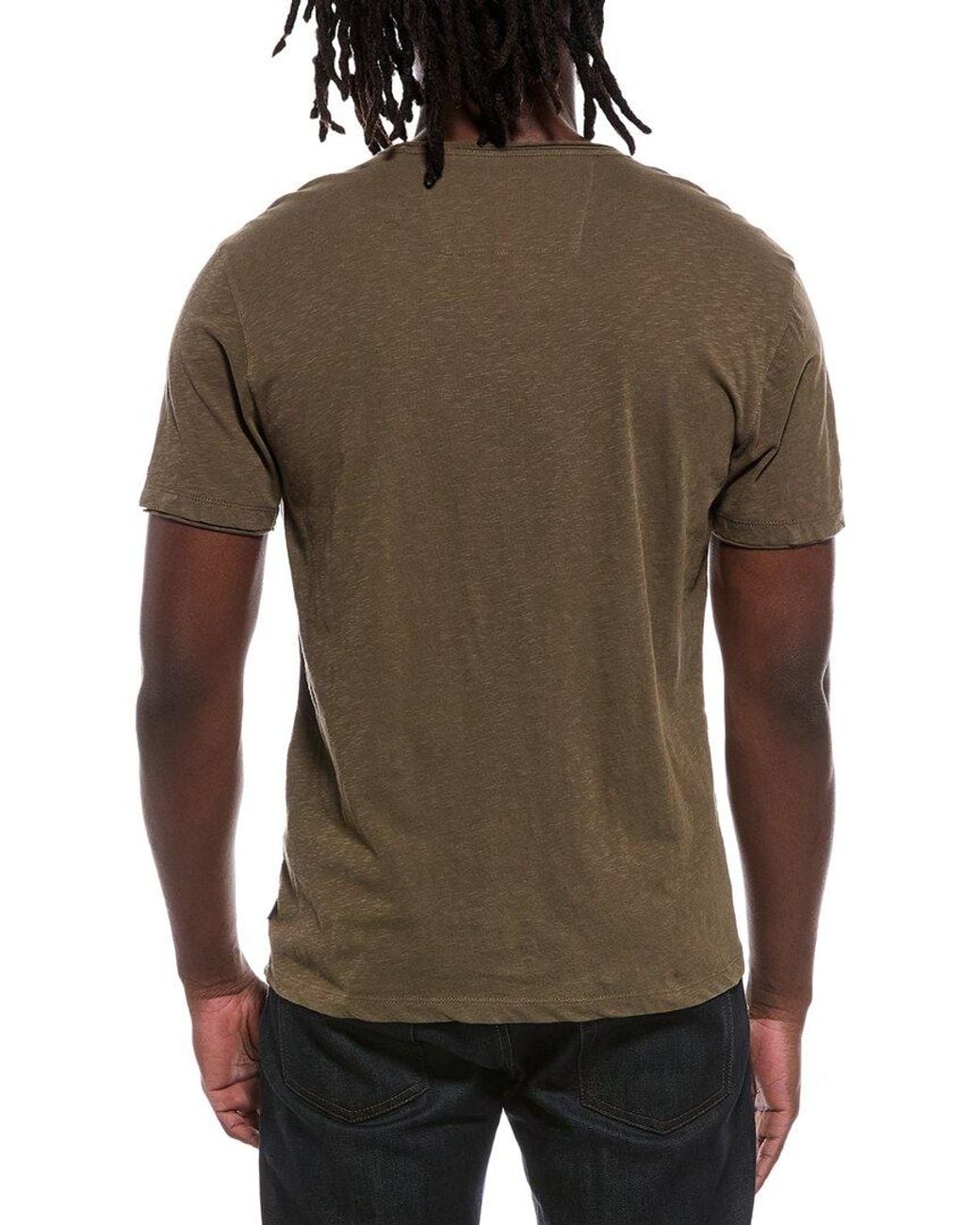 John Varvatos Brown Miles Slub V-Neck Shirt for men