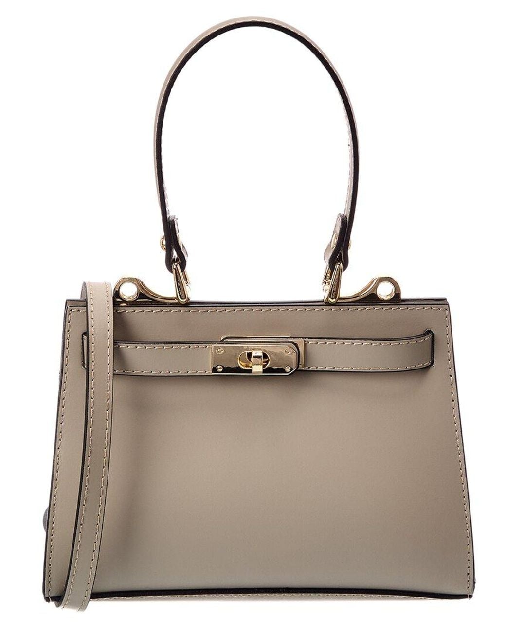 Italian Leather Brown Top Handle Tote