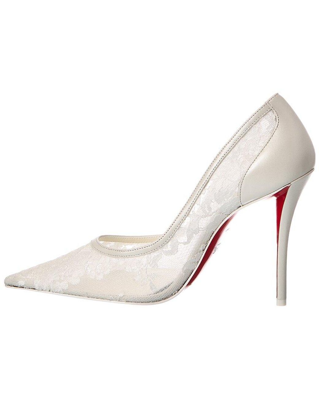 Christian Louboutin White Miss Z 100 Mesh & Leather Pump