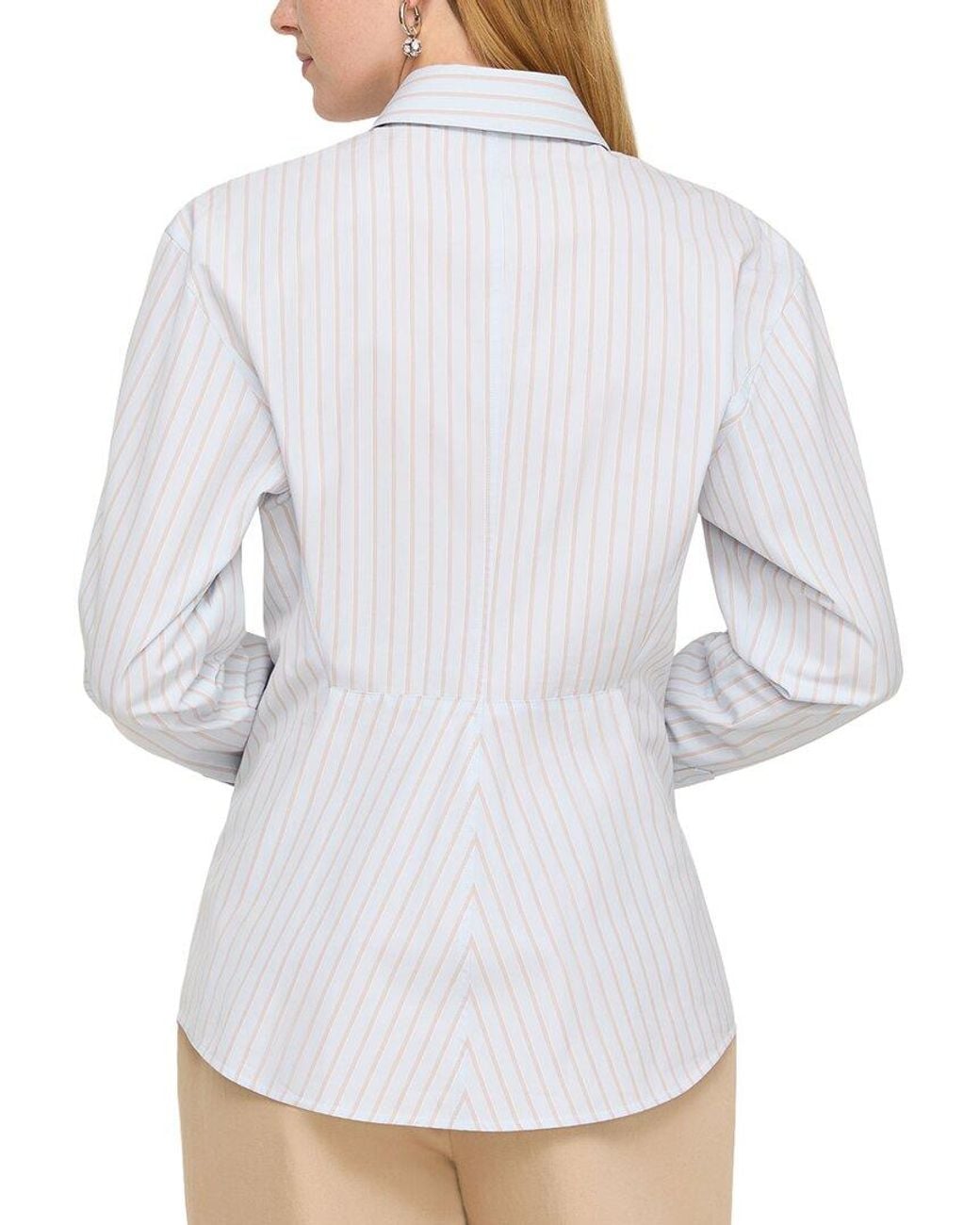 Lafayette 148 New York White Fitted Cinched Waist Shirt