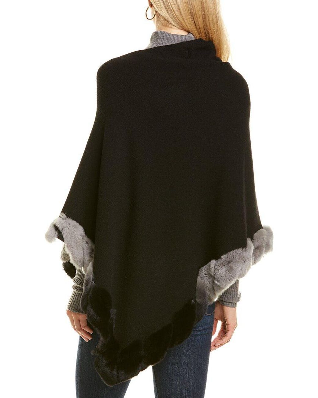 La Fiorentina Black Asymmetrical Poncho